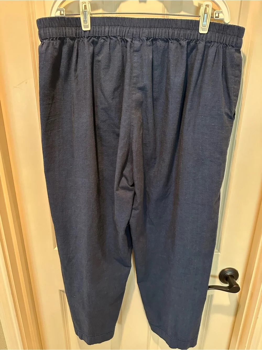 Marketplace Wide Leg Elastic Waist Pants in Navy Blue